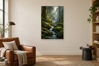 Mossy Forest in a reading corner — interior mockup with the complete original artwork