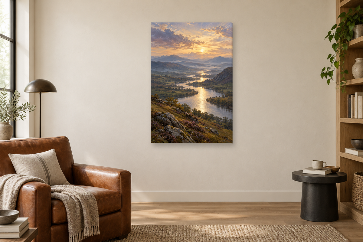 Silver River in a reading corner — interior mockup with the complete original artwork
