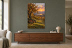 Autumn Orchard in a living room — interior mockup with the complete original artwork
