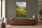 Spring Meadow in a living room — interior mockup with the complete original artwork