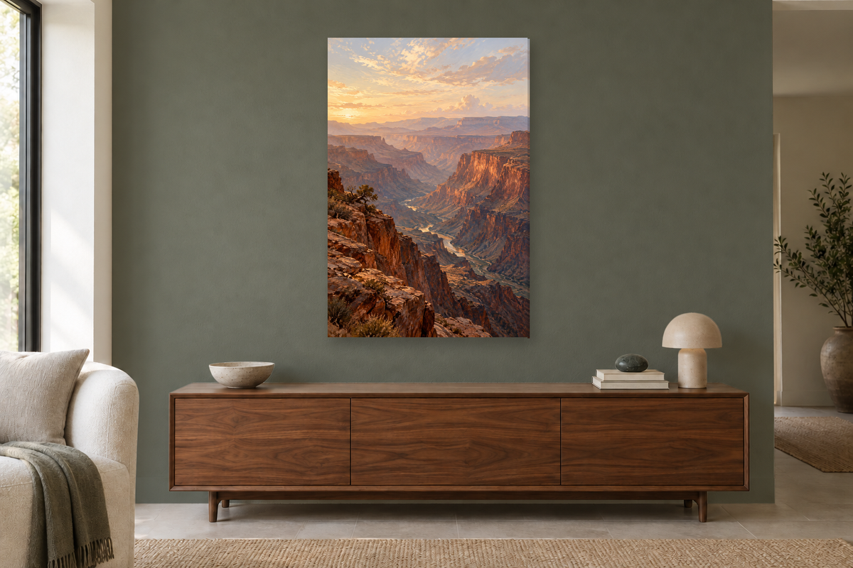 Copper Canyon in a living room — interior mockup with the complete original artwork