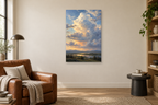 Cloud Study in a reading corner — interior mockup with the complete original artwork