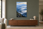 Blue Mountains in a living room — interior mockup with the complete original artwork
