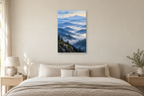 Blue Mountains in a bedroom — interior mockup with the complete original artwork