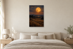 Harvest Moon in a bedroom — interior mockup with the complete original artwork