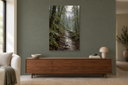 Rainwashed Woods in a living room — interior mockup with the complete original artwork