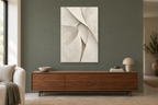 Linen Fold in a living room — interior mockup with the complete original artwork