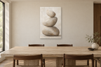 Pebble Balance in a dining room — interior mockup with the complete original artwork