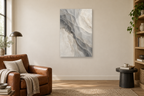 Stone Veil in a reading corner — interior mockup with the complete original artwork