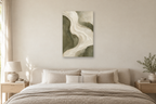 Ivory Current in a bedroom — interior mockup with the complete original artwork