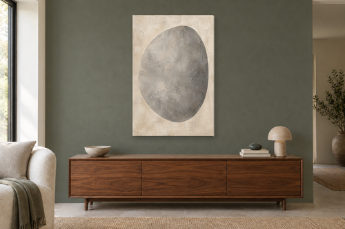 Ash and Oat in a living room — interior mockup with the complete original artwork