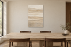 Travertine Lines in a dining room — interior mockup with the complete original artwork