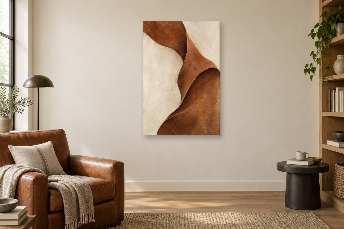 Earth Fold in a reading corner — interior mockup with the complete original artwork