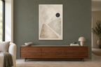Soft Geometry in a living room — interior mockup with the complete original artwork