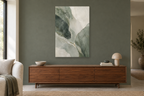 Mineral Drift in a living room — interior mockup with the complete original artwork