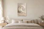 Alabaster Wave in a bedroom — interior mockup with the complete original artwork