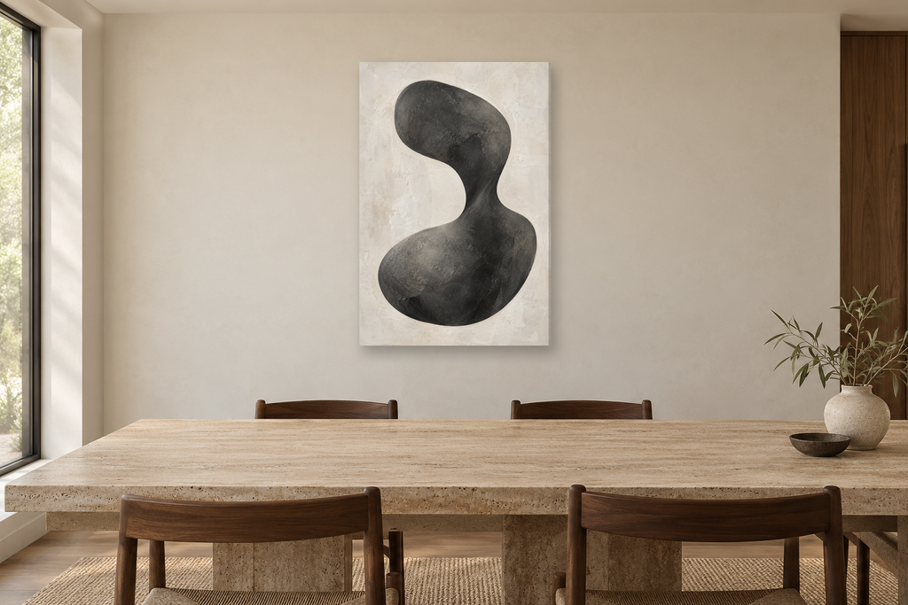 Still Form in a dining room — interior mockup with the complete original artwork
