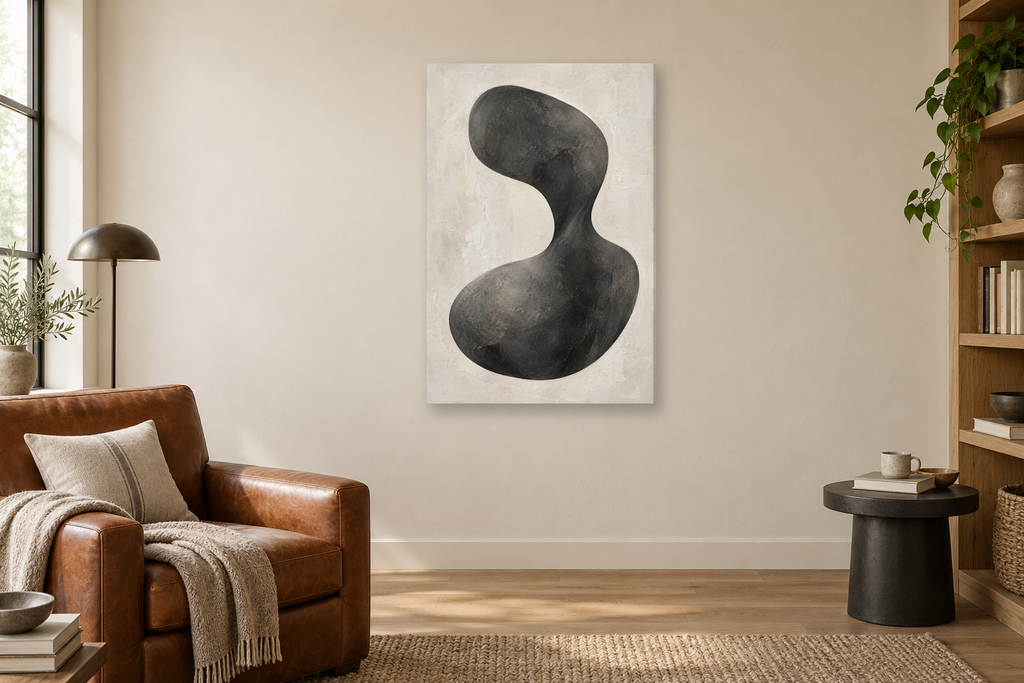 Still Form in a reading corner — interior mockup with the complete original artwork