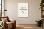 Keep Growing in a reading corner — interior mockup with the complete original artwork