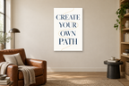 Create Your Own Path in a reading corner — interior mockup with the complete original artwork