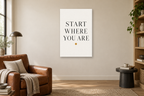 Start Where You Are in a reading corner — interior mockup with the complete original artwork