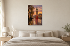 London Evening in a bedroom — interior mockup with the complete original artwork
