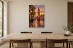 London Evening in a dining room — interior mockup with the complete original artwork