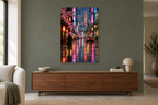 Tokyo Glow in a living room — interior mockup with the complete original artwork