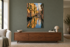 Venice Reflection in a living room — interior mockup with the complete original artwork