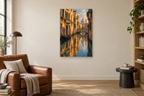 Venice Reflection in a reading corner — interior mockup with the complete original artwork