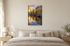 Amsterdam Canal in a bedroom — interior mockup with the complete original artwork