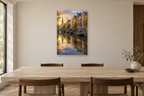 Amsterdam Canal in a dining room — interior mockup with the complete original artwork