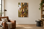 Barcelona Balcony in a reading corner — interior mockup with the complete original artwork