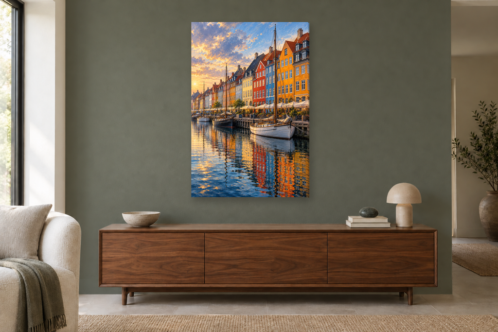 Copenhagen Colour in a living room — interior mockup with the complete original artwork