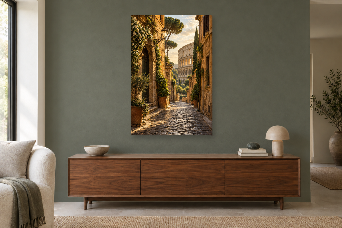 Rome Passage in a living room — interior mockup with the complete original artwork