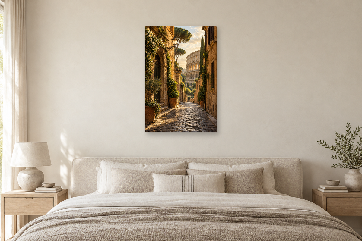 Rome Passage in a bedroom — interior mockup with the complete original artwork