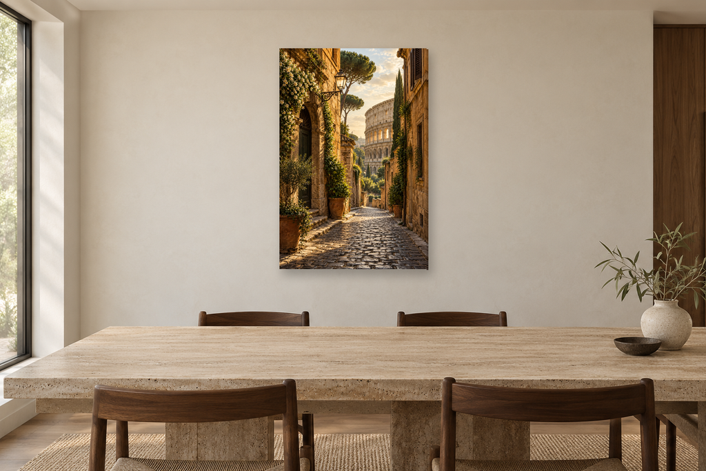 Rome Passage in a dining room — interior mockup with the complete original artwork