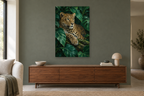Emerald Leopard in a living room — interior mockup with the complete original artwork