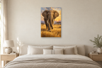 Elephant Walk in a bedroom — interior mockup with the complete original artwork
