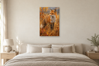 Fox in Autumn in a bedroom — interior mockup with the complete original artwork