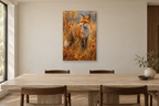 Fox in Autumn in a dining room — interior mockup with the complete original artwork