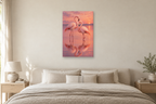 Flamingo Grace in a bedroom — interior mockup with the complete original artwork