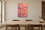 Flamingo Grace in a dining room — interior mockup with the complete original artwork