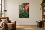 Hummingbird Jewel in a reading corner — interior mockup with the complete original artwork