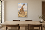 Giraffe Pair in a dining room — interior mockup with the complete original artwork