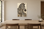 Zebra Rhythm in a dining room — interior mockup with the complete original artwork