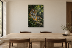 Tiger Stillness in a dining room — interior mockup with the complete original artwork