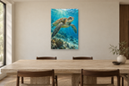 Sea Turtle in a dining room — interior mockup with the complete original artwork