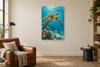 Sea Turtle in a reading corner — interior mockup with the complete original artwork
