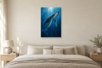 Whale Song in a bedroom — interior mockup with the complete original artwork